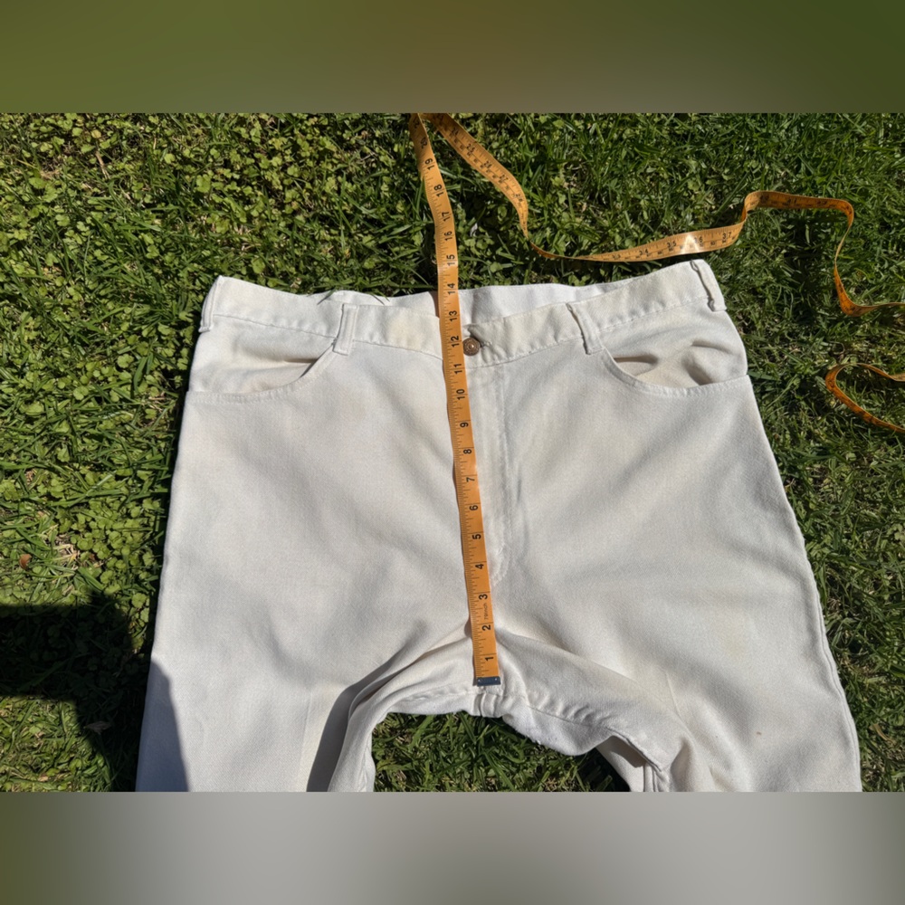 60s Vintage Big E Levi’s Sta-Press White Pants Plus Size - Picture 7 of 14